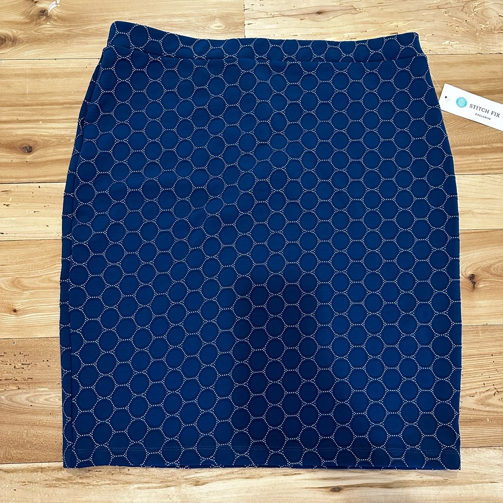 Stretch Navy Pencil Skirt